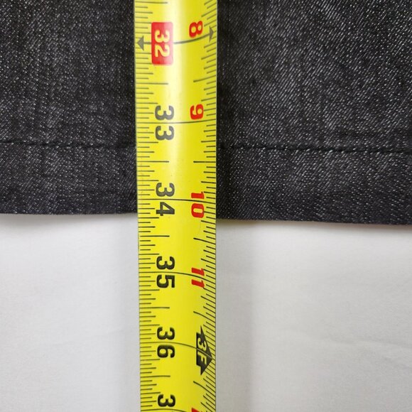 Sophisticated Edge: Le Chateau Black Denim Straight Dress – Size S, Cap Sleeve - Picture 4 of 10